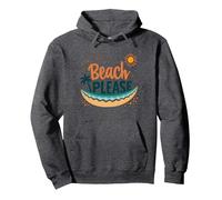 Beach Please: Tropical Summer Vibes Grafica, hawaiani Felpa con Cappuccio, Unisex per Adulti, Grigio Scuro, XL