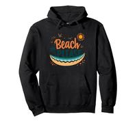Beach Please: Tropical Summer Vibes Grafica, hawaiani Felpa con Cappuccio, Unisex per Adulti, Nero, S
