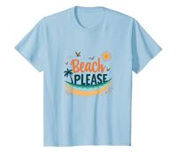 Beach Please: Tropical Summer Vibes Grafica, hawaiani Maglietta, Bambini, Celeste, 8 Anni