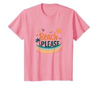 Beach Please: Tropical Summer Vibes Grafica, hawaiani Maglietta, Bambini, Rosa, 8 Anni