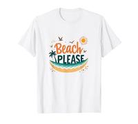 Beach Please: Tropical Summer Vibes Grafica, hawaiani Maglietta, Uomo, Bianco, 3XL