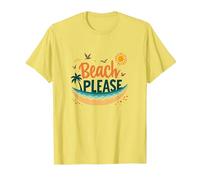 Beach Please: Tropical Summer Vibes Grafica, hawaiani Maglietta, Uomo, Limone, 3XL