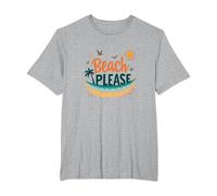 Beach Please: Tropical Summer Vibes Grafica, hawaiani Maglietta, Uomo Taglie Grandi, Grigio Melange, 2X Tall