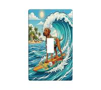 Beach Rhodesian Ridgeback Dog Surf Copertura decorativa interruttore della luce piastra da parete 1 gang interruttore singolo, piastra elettrica costiera per cuccioli estivi, piastra frontale