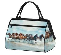 Beach Run Horses Borsone da viaggio per donne, uomini, bambini, ragazzi e ragazze, borsa da viaggio per il fine settimana, 24 l, borsone da cabina per sport, palestra, yoga, Colore, Grande, Organizer