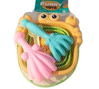 Beach Sand Toy - Children Beach Sand Shovel With Foldable Bucket | Interactive Outdoor Game Digging Stacking Shaping Castles | PP Material 392g Set inclusi 3 Shovels Marine Animal Models Mesh Travel