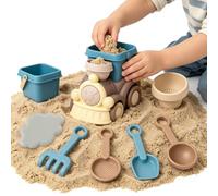 Beach Sand Toys 2 In 1 Train Bucket Playset Construction Vehicle Toy Set | Summer Sand Digging Scooping Tools For Kids Boys Girls Travel Vacation Pool Garden