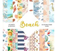 Beach Scrapbook Paper: | 8,5 x 8,5 size | 40 patterned double sided sheets (20 designs) | Beach Themed Collection | Summer Craft Paper |