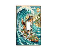 Beach Shetland Sheepdog Dog Surf Copertura decorativa interruttore della luce piastra da parete 1 gang interruttore singolo, piastra elettrica costiera per cuccioli estivi, piastra frontale elettrica