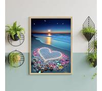 Beach Stone Diamond Painting Kit,Diamond Art Kits for Adults,DIY diamond art painting for Beginner,5D Full Drill Square Diamond Gem Art Crafts for Home Wall Decor 55x75cm
