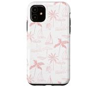 Beach Summer Pattern in Coral - Barca Palm Ombrello Bicicletta Custodia per iPhone 11