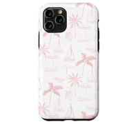Beach Summer Pattern in Coral - Barca Palm Ombrello Bicicletta Custodia per iPhone 11 Pro