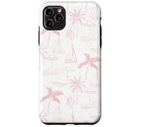 Beach Summer Pattern in Coral - Barca Palm Ombrello Bicicletta Custodia per iPhone 11 Pro Max