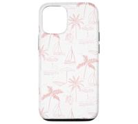 Beach Summer Pattern in Coral - Barca Palm Ombrello Bicicletta Custodia per iPhone 12/12 Pro