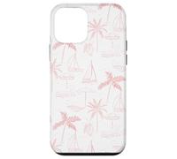 Beach Summer Pattern in Coral - Barca Palm Ombrello Bicicletta Custodia per iPhone 12 mini