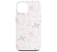 Beach Summer Pattern in Coral - Barca Palm Ombrello Bicicletta Custodia per iPhone 13