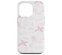 Beach Summer Pattern in Coral - Barca Palm Ombrello Bicicletta Custodia per iPhone 13 Pro