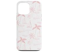 Beach Summer Pattern in Coral - Barca Palm Ombrello Bicicletta Custodia per iPhone 13 Pro Max