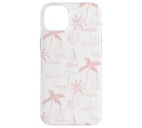 Beach Summer Pattern in Coral - Barca Palm Ombrello Bicicletta Custodia per iPhone 14 Plus