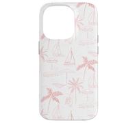 Beach Summer Pattern in Coral - Barca Palm Ombrello Bicicletta Custodia per iPhone 14 Pro