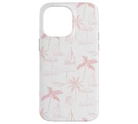 Beach Summer Pattern in Coral - Barca Palm Ombrello Bicicletta Custodia per iPhone 14 Pro Max
