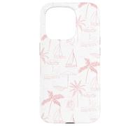 Beach Summer Pattern in Coral - Barca Palm Ombrello Bicicletta Custodia per iPhone 15 Pro