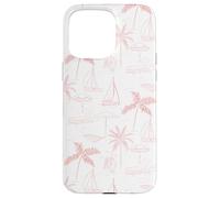Beach Summer Pattern in Coral - Barca Palm Ombrello Bicicletta Custodia per iPhone 15 Pro Max