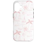 Beach Summer Pattern in Coral - Barca Palm Ombrello Bicicletta Custodia per iPhone 16