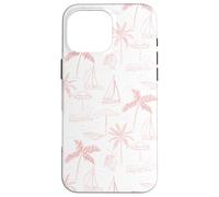 Beach Summer Pattern in Coral - Barca Palm Ombrello Bicicletta Custodia per iPhone 16 Pro Max