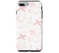 Beach Summer Pattern in Coral - Barca Palm Ombrello Bicicletta Custodia per iPhone 7 Plus/8 Plus