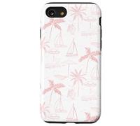 Beach Summer Pattern in Coral - Barca Palm Ombrello Bicicletta Custodia per iPhone SE (2020) / 7 / 8