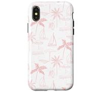 Beach Summer Pattern in Coral - Barca Palm Ombrello Bicicletta Custodia per iPhone X/XS