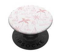 Beach Summer Pattern in Coral - Barca Palm Ombrello Bicicletta PopSockets PopGrip Adesivo