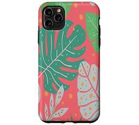 Beach Summer Tree Tropical Green and Pink Palm Leaves Design Custodia per iPhone 11 Pro Max