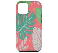 Beach Summer Tree Tropical Green and Pink Palm Leaves Design Custodia per iPhone 12/12 Pro
