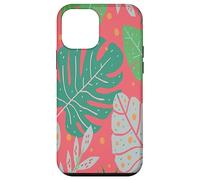 Beach Summer Tree Tropical Green and Pink Palm Leaves Design Custodia per iPhone 12 mini
