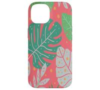 Beach Summer Tree Tropical Green and Pink Palm Leaves Design Custodia per iPhone 14
