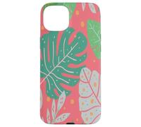 Beach Summer Tree Tropical Green and Pink Palm Leaves Design Custodia per iPhone 15 Plus