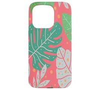 Beach Summer Tree Tropical Green and Pink Palm Leaves Design Custodia per iPhone 15 Pro