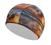 Beach Sunrise, cuffia da nuoto ad alta elasticità, per donne e uomini, resistente e impermeabile, mantiene i capelli asciutti, perfetta per piscina, spiaggia, nuoto