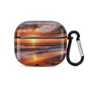Beach Sunrise - Custodia rigida per auricolari Bluetooth, protezione completa, antiurto, supporto ricarica wireless con portachiavi, regalo personalizzato per AirPods 3