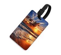 Beach Sunrise - Etichetta per bagagli con nome, carta d'identità, etichetta per bagagli da crociera per individuare rapidamente valigie, adatta per uomini e donne, zaino da borsa, stile nero