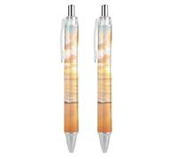 Beach Sunrise Over Sea Penna a sfera retrattile nera a punta fine da 0,5 mm, ad asciugatura rapida, scrittura liscia, 4 pezzi