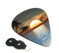 Beach Sunrise Plettri per chitarra, 6 pezzi, stampa fronte/retro, adatti per chitarre acustiche, elettriche e bassi, inclusi 0,46 mm, 0,71 mm, 0,96 mm