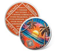 Beach Sunset 2 Year Sobriety Coin, Affirmation NA Coin, Dipendenza Recupero Due Anni Sobrietà Chip, Celebrare il Recovery Anniversary Token, Narcotici Anonimi Sobriety Regali per Uomini Donne