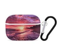 Beach Sunset AirPods Pro Custodia protettiva con anello portachiavi in PC custodia protettiva rigida per AirPods Pro di seconda generazione, per donne e uomini, facile da aprire, protezione completa