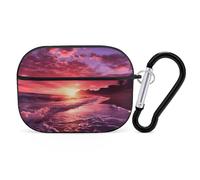 Beach Sunset - Custodia protettiva per AirPods Pro con anello portachiavi, custodia protettiva rigida in policarbonato per AirPods Pro di seconda generazione, per donne e uomini, facile da aprire