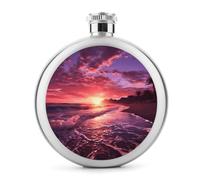 Beach Sunset - Fiaschetta da whisky da viaggio, piccola fiaschetta portatile da viaggio, in acciaio inox, a prova di perdite, per feste di nozze, testimone dello sposo, regalo per damigella d'onore