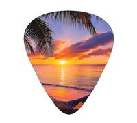 Beach Sunset Hammock Guitar Picks Gift Set - Plettri lisci e durevoli per chitarra acustica, elettrica e basso, regalo perfetto per gli amanti della chitarra e musicisti