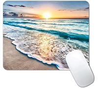 Beach Sunset Mouse Pad,Cute Mouse pad,Custom Small Mouse Pads with Designs,Portable Office Non-Slip Rubber Base Wireless Mouse Pad for Laptop